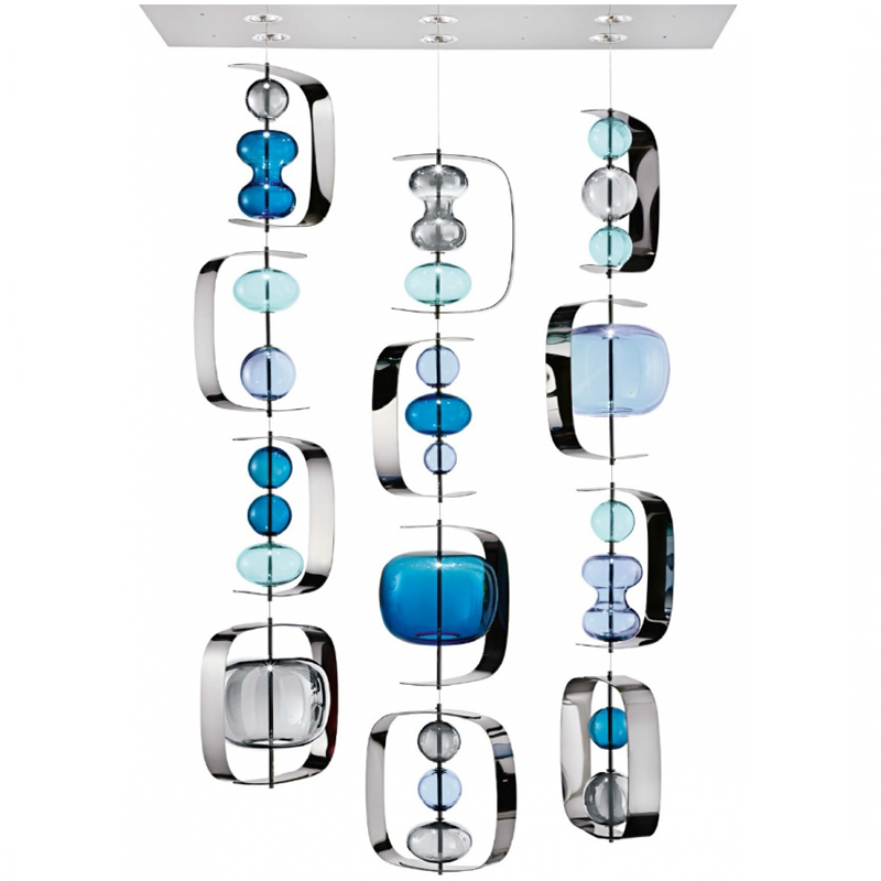 Светильник Barovier & Toso Manhattan Blue Голубой Синий Хром Светильник Barovier & Toso Manhattan Blue Голубой Синий Хром в Тюмени | Loft Concept