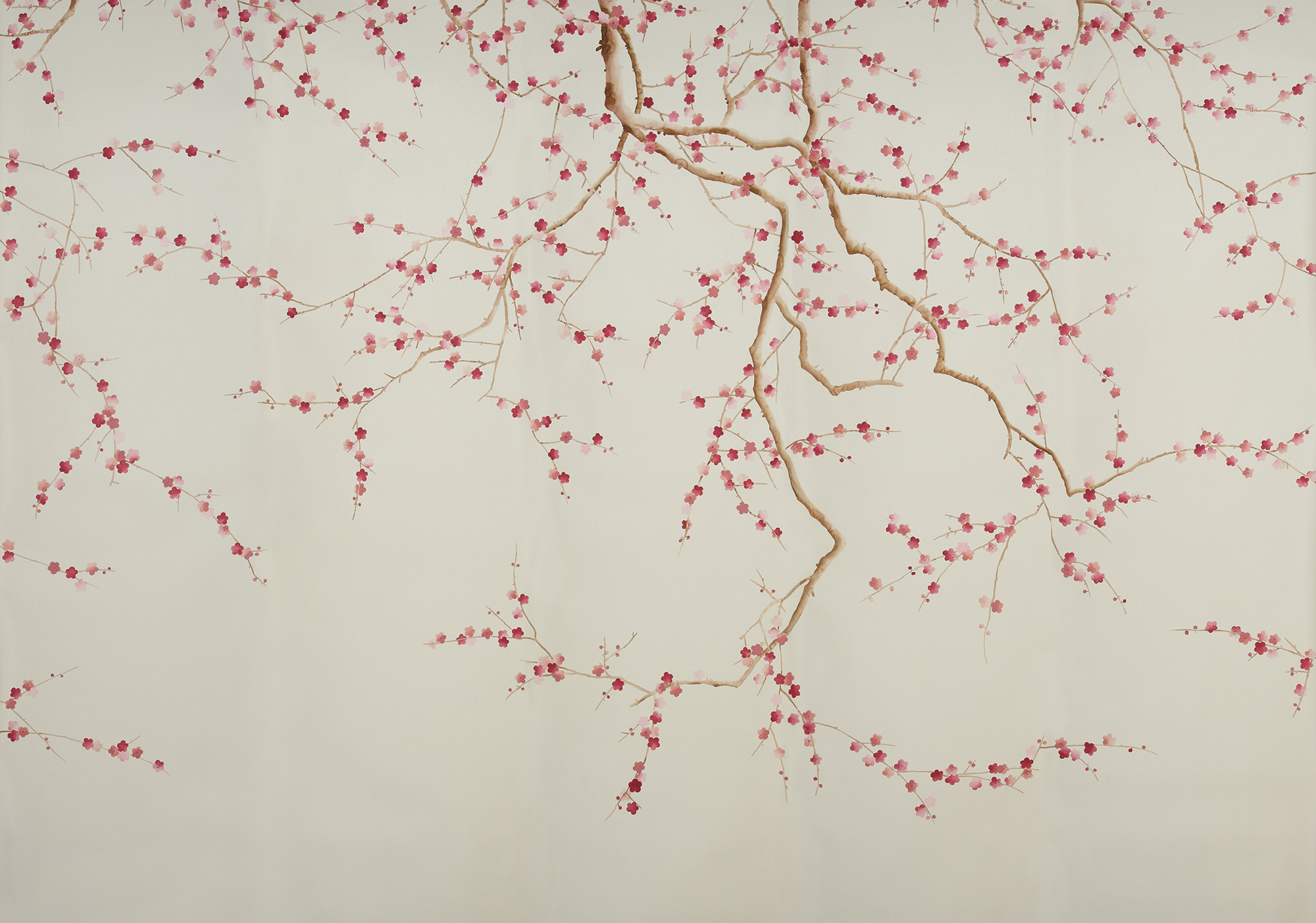 Обои ручная роспись Plum Blossom Blossom on Satin Grey dyed silk Обои ручная роспись Plum Blossom Blossom on Satin Grey dyed silk - постер Loft-Concept в Тюмени