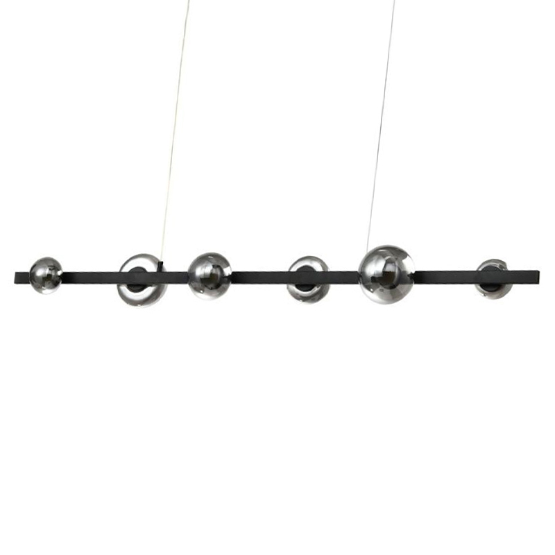 Люстра светодиодная линейная с 6-ю круглыми серыми плафонами Iona Chandelier Black Черный Серый Люстра светодиодная линейная с 6-ю круглыми серыми плафонами Iona Chandelier Black Черный Серый в Тюмени | Loft Concept