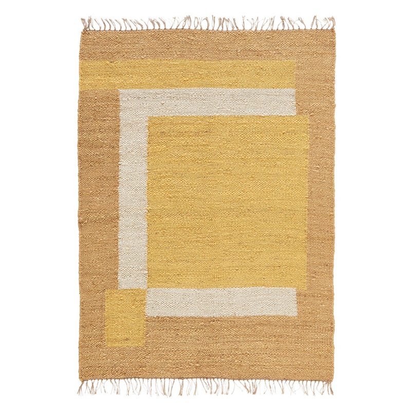 Ковер с бахромой Carpet Yellow 100% джут Бежевый Желтый Коричневый Ковер с бахромой Carpet Yellow 100% джут Бежевый Желтый Коричневый в Тюмени | Loft Concept