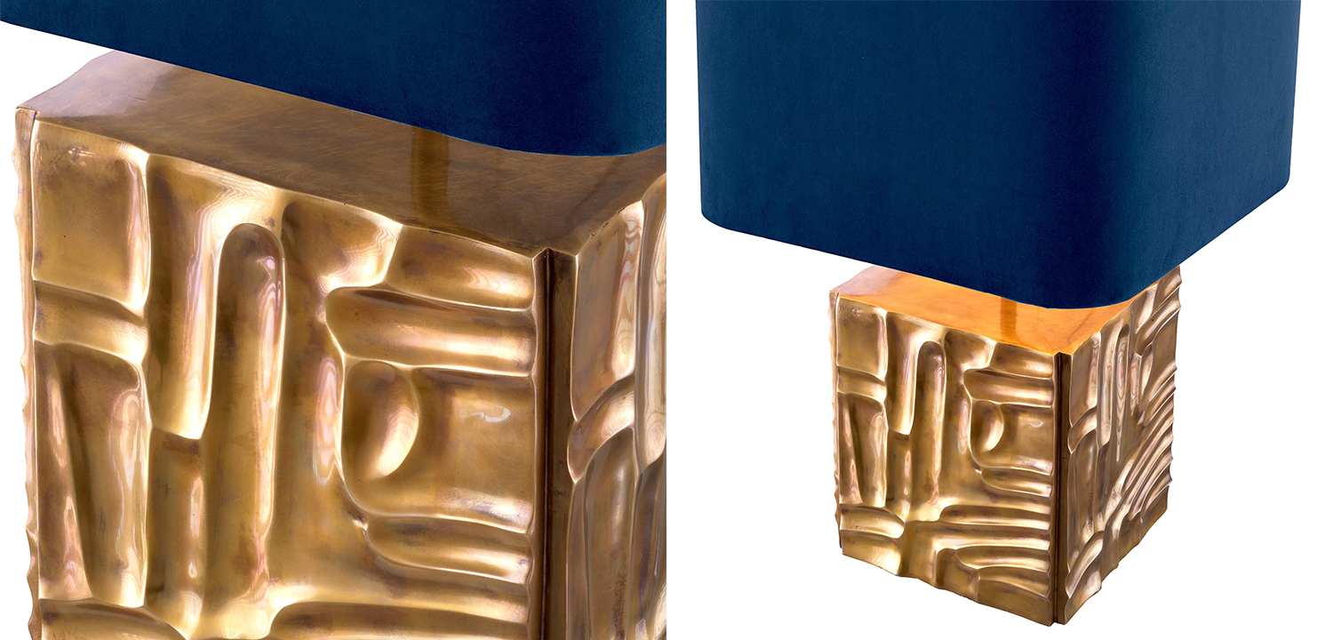 Настольная лампа Eichholtz Table Lamp Oregon Blue Velvet - фото