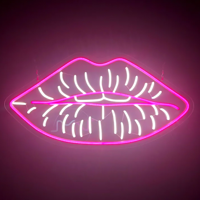 Неоновая настенная лампа Lips Neon Wall Lamp Розовый Белый Неоновая настенная лампа Lips Neon Wall Lamp Розовый Белый в Тюмени | Loft Concept