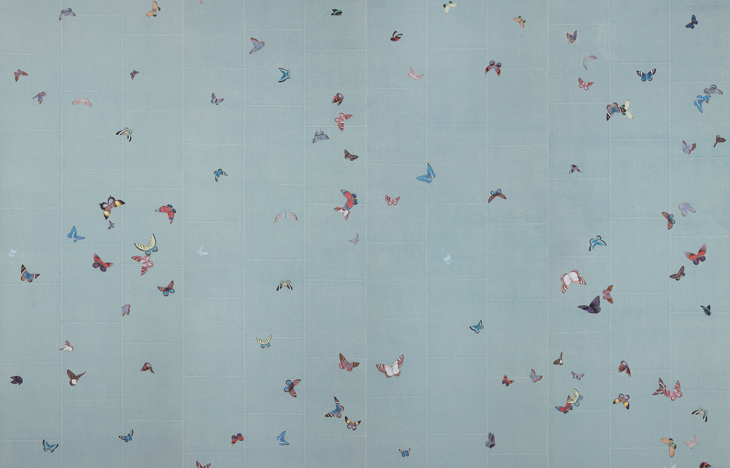 Обои ручная роспись Butterflies Icarus on Azure India tea paper Обои ручная роспись Butterflies Icarus on Azure India tea paper - постер Loft-Concept в Тюмени