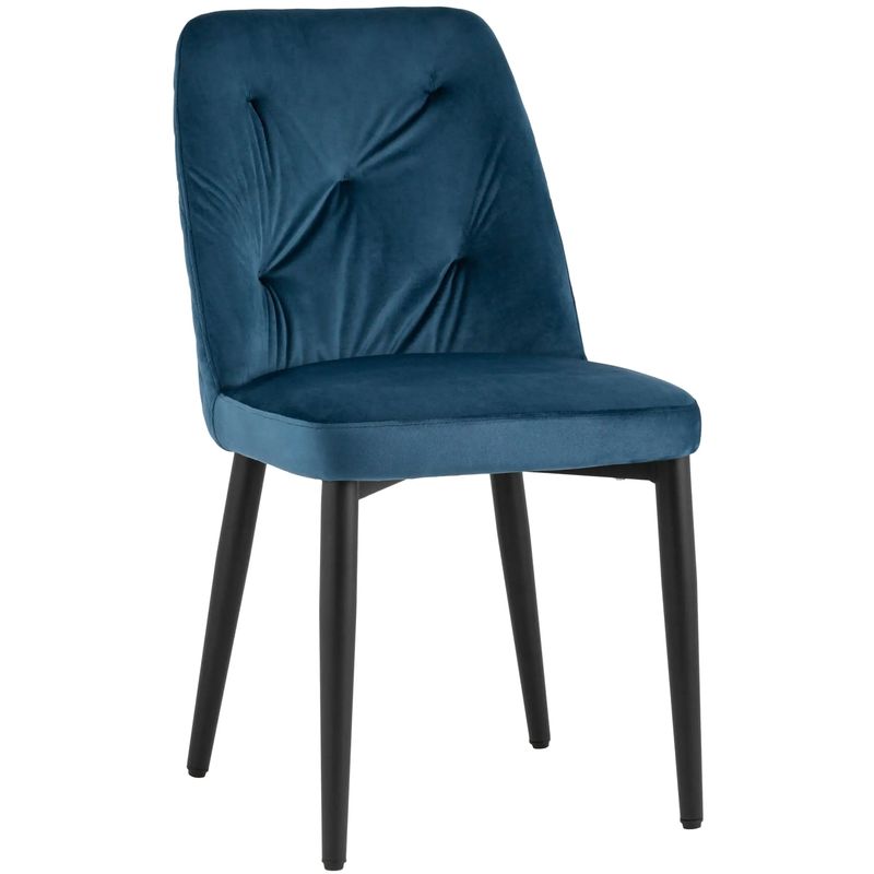 Стул Emma Chair Синий Велюр Синий Черный Стул Emma Chair Синий Велюр Синий Черный в Тюмени | Loft Concept