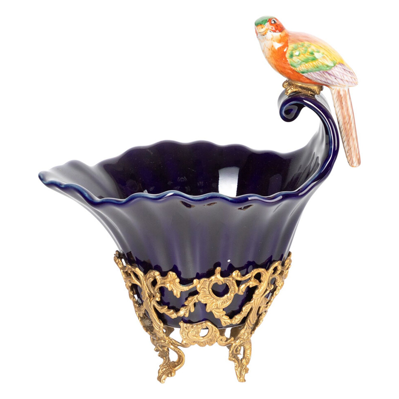 Чаша темно-синего цвета из фарфора с разноцветной птичкой Eden Garden porcelain and bronze Темно-синий Бронза Мульти Чаша темно-синего цвета из фарфора с разноцветной птичкой Eden Garden porcelain and bronze Темно-синий Бронза Мульти в Тюмени | Loft Concept