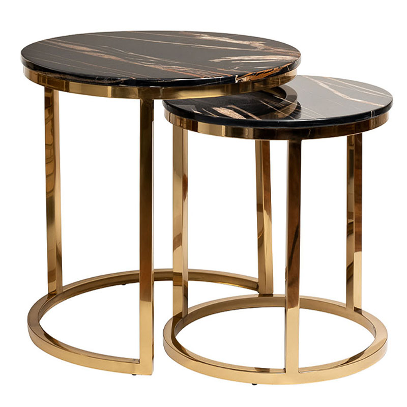 Комплект приставных столов Hewdonald Black Side Tables Глянцевое золото Черный Комплект приставных столов Hewdonald Black Side Tables Глянцевое золото Черный в Тюмени | Loft Concept