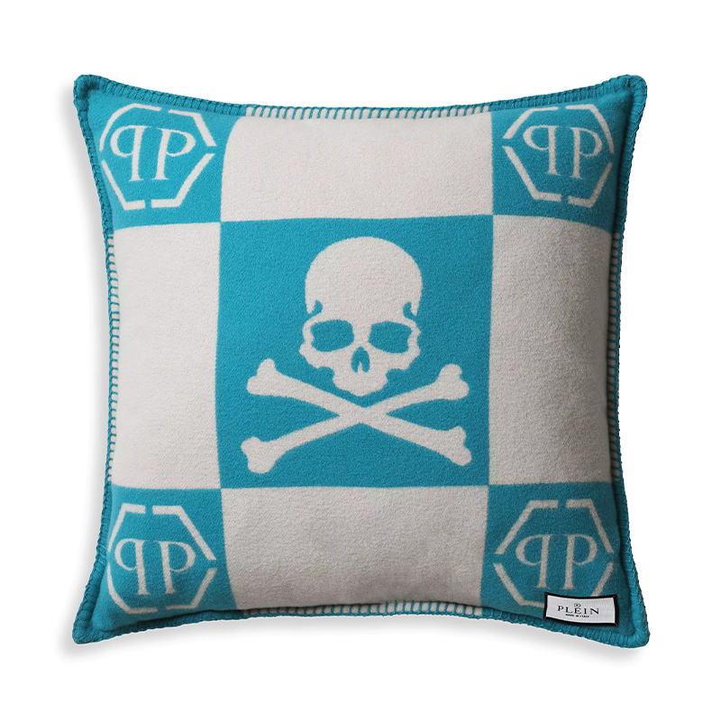 Подушка Philipp Plein Cushion Cashmere Skull 45 x 45 Голубой Белый Подушка Philipp Plein Cushion Cashmere Skull 45 x 45 Голубой Белый в Тюмени | Loft Concept