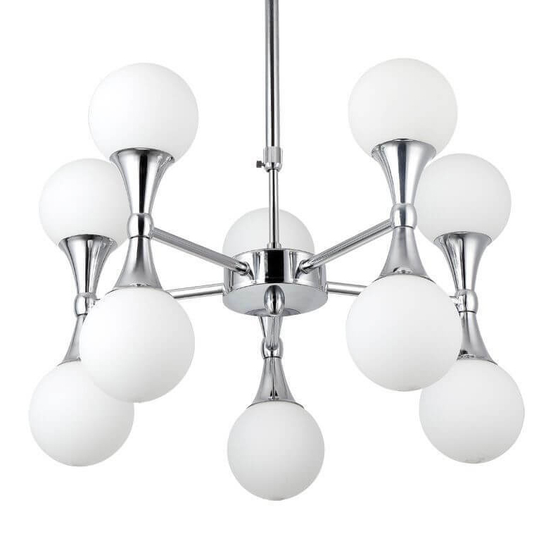 Люстра Ball Valley Chandelier Chromium 10 Белый Хром Люстра Ball Valley Chandelier Chromium 10 Белый Хром в Тюмени | Loft Concept