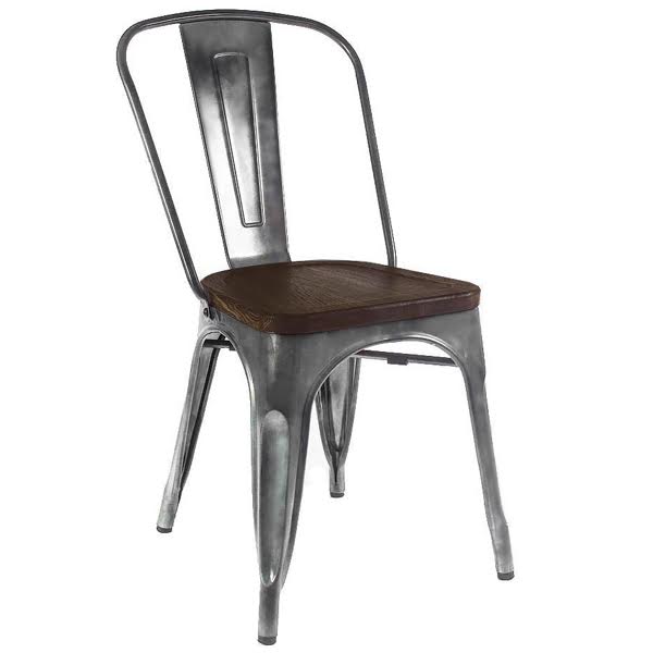 Кухонный стул Tolix Chair Wood Zinc Серебряный Коричневый Кухонный стул Tolix Chair Wood Zinc Серебряный Коричневый в Тюмени | Loft Concept