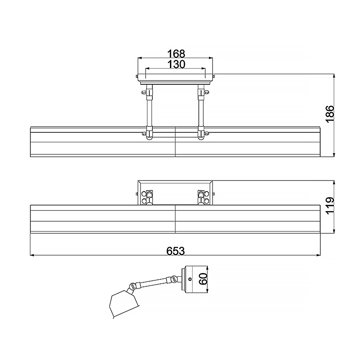 Светильник для картин с призматическим плафоном и двойными регулируемыми шарнирами Elstead Lighting в Тюмени