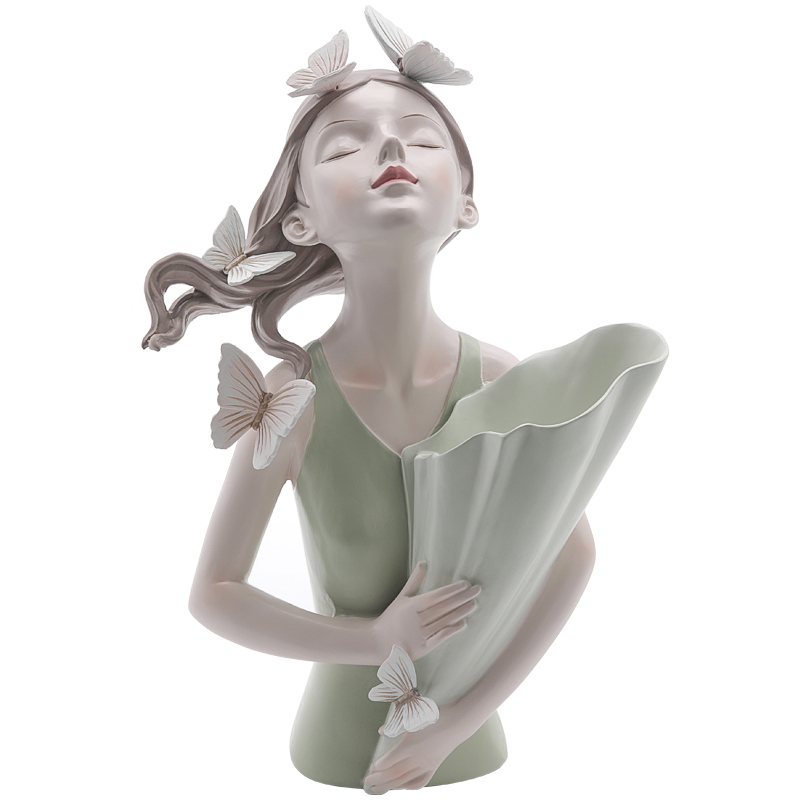 Статуэтка Butterfly Girl Vase Бежевый Белый Прозрачный зеленый Статуэтка Butterfly Girl Vase Бежевый Белый Прозрачный зеленый в Тюмени | Loft Concept