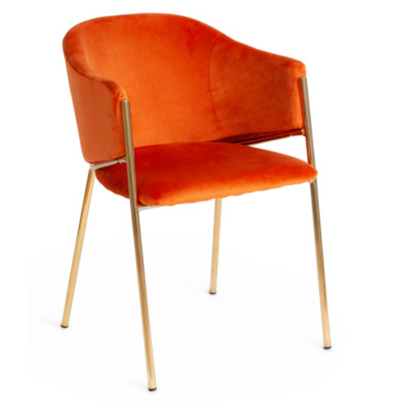 Стул Faisal Orange Velvet Chair Оранжевый Глянцевое золото Стул Faisal Orange Velvet Chair Оранжевый Глянцевое золото в Тюмени | Loft Concept