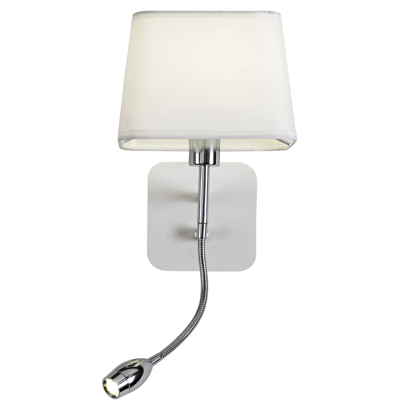 Бра с абажуром и гибким спотом Trumpet Lamp Хром Белый Бра с абажуром и гибким спотом Trumpet Lamp Хром Белый в Тюмени | Loft Concept