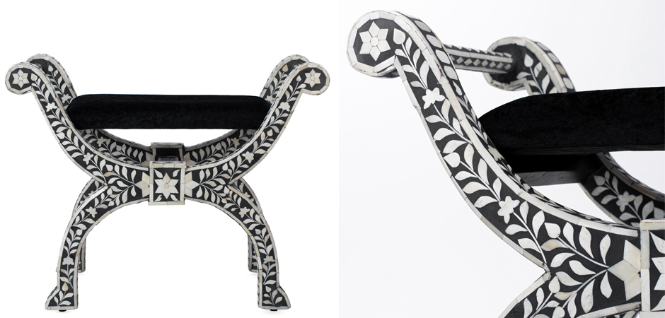 Табурет отделка кость черный BONE INLAY Jenny Stool Табурет отделка кость черный BONE INLAY Jenny Stool - Loft-Concept в Тюмени
