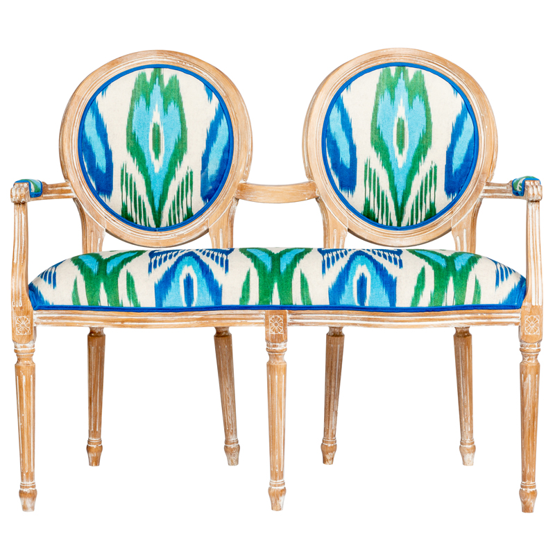 Диванетка с узором Ikat Pattern Белый Коричневый Мульти Диванетка с узором Ikat Pattern Белый Коричневый Мульти в Тюмени | Loft Concept