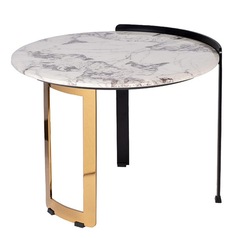 Приставной стол Rodgeir Side Table Черный Глянцевое золото Белый Мрамор Bianco Приставной стол Rodgeir Side Table Черный Глянцевое золото Белый Мрамор Bianco в Тюмени | Loft Concept