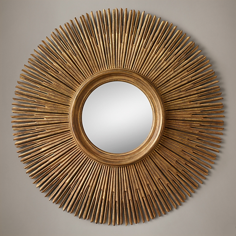 Restoration Hardware ROUND SUNBURST MIRROR Gold Винтажное Темное Золото Restoration Hardware ROUND SUNBURST MIRROR Gold Винтажное Темное Золото в Тюмени | Loft Concept