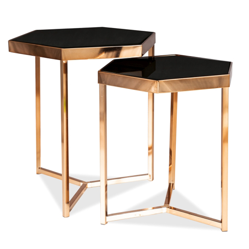 Комплект приставных столов Wally Side Table Золотой Шампань Черный Комплект приставных столов Wally Side Table Золотой Шампань Черный в Тюмени | Loft Concept