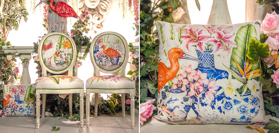 Декоративная подушка Flowers and Scarlet Ibis Pillow Декоративная подушка Flowers and Scarlet Ibis Pillow - Loft-Concept в Тюмени
