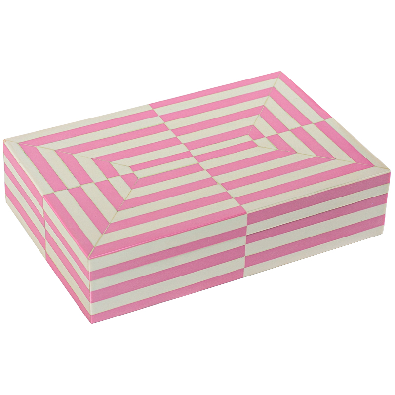 Шкатулка Pink White Stripes Bone Inlay Box Розовый Белый Шкатулка Pink White Stripes Bone Inlay Box Розовый Белый в Тюмени | Loft Concept