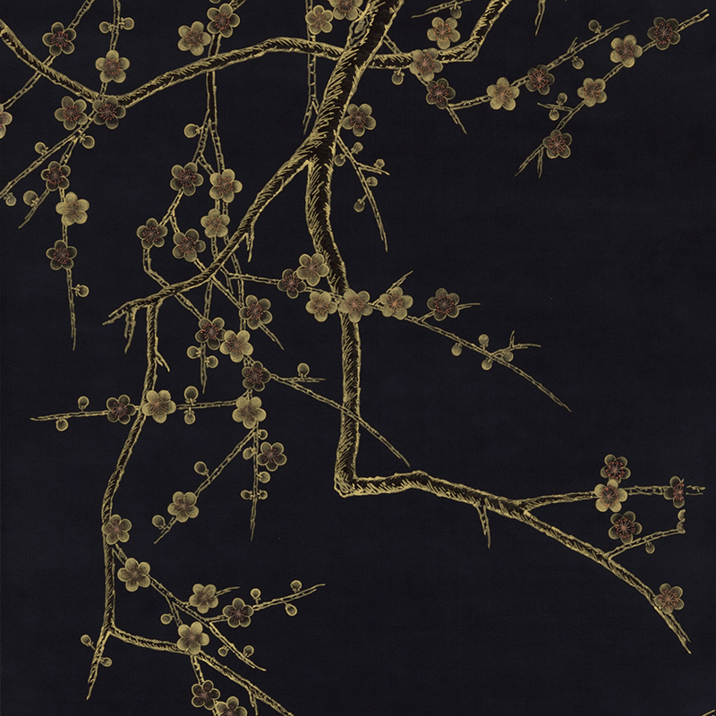 Обои ручная роспись Plum Blossom Colourway SC-226 on black painted silk Обои ручная роспись Plum Blossom Colourway SC-226 on black painted silk в Тюмени | Loft Concept