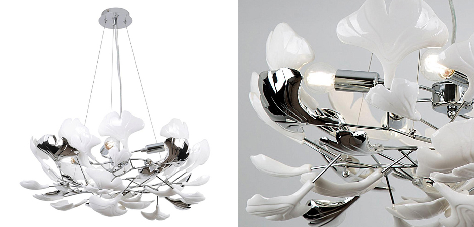 Люстра Wintery flover Chrome с Белыми декоративными плафонами Люстра Wintery flover Chrome с Белыми декоративными плафонами - Loft-Concept в Тюмени