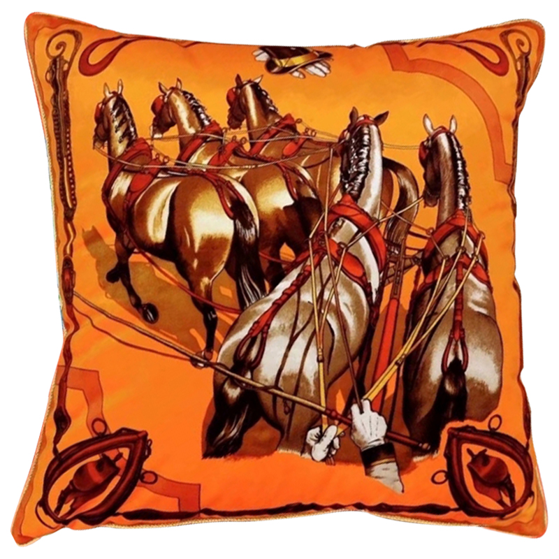 Декоративная подушка Hermes Horse 112 Оранжевый Декоративная подушка Hermes Horse 112 Оранжевый в Тюмени | Loft Concept