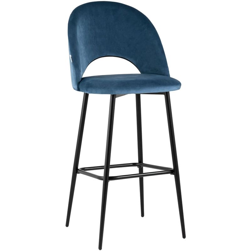 Барный Стул CLIFF Chair Синий Велюр Синий Черный Барный Стул CLIFF Chair Синий Велюр Синий Черный в Тюмени | Loft Concept