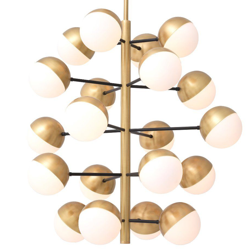 Люстра Eichholtz Chandelier Cona L Латунь Античная полированная Белое матовое стекло Черный Люстра Eichholtz Chandelier Cona L Латунь Античная полированная Белое матовое стекло Черный в Тюмени | Loft Concept