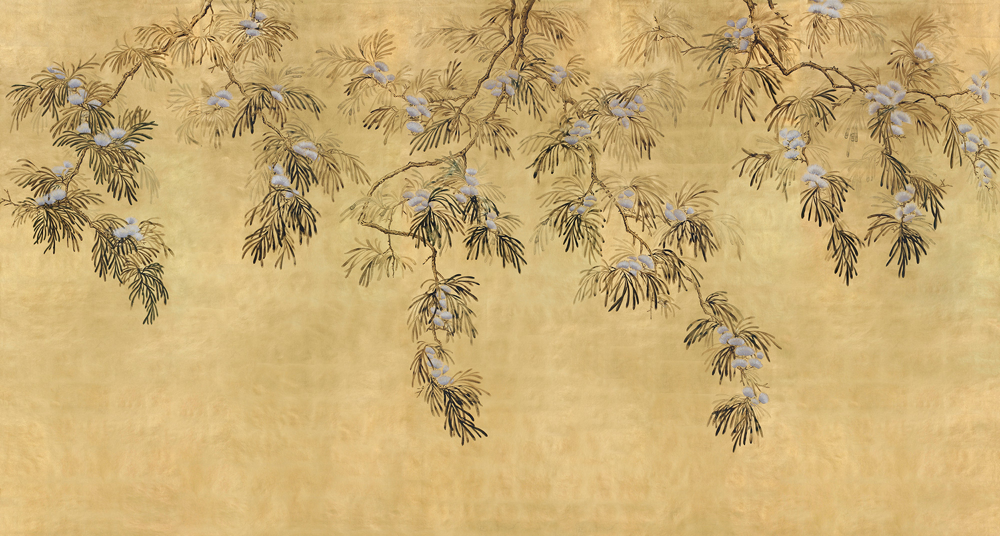 Обои ручная роспись Silk Tree Original colourway on Gold Bullion gilded paper Обои ручная роспись Silk Tree Original colourway on Gold Bullion gilded paper - постер Loft-Concept в Тюмени
