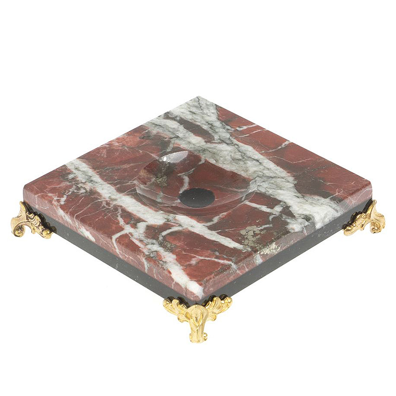 Подставка под шар квадратная из натурального камня Креноид на ножках Natural Stone Sphere Stands Красный Белый Черный Бронза в Тюмени | Loft Concept 
