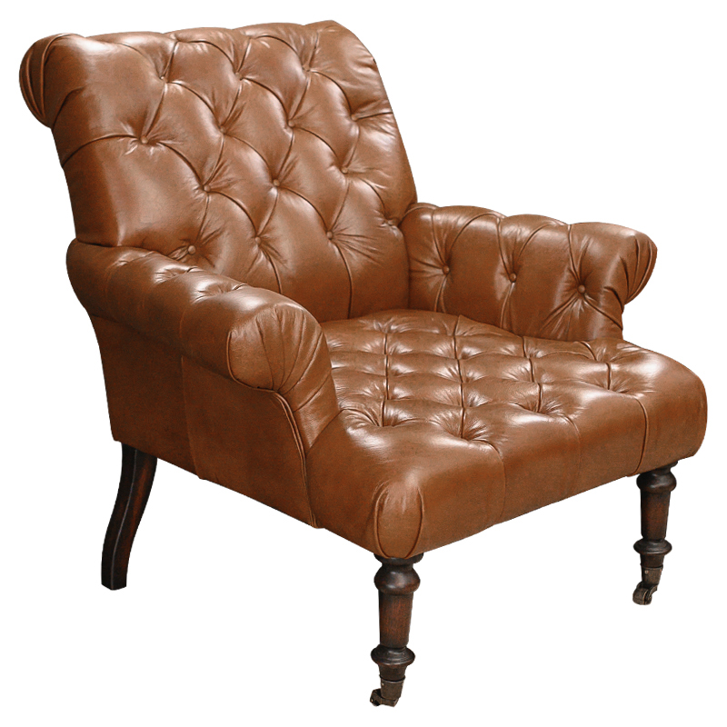 Кресло кожаное Bastien Leather Brown Armchair Коричневый Кресло кожаное Bastien Leather Brown Armchair Коричневый в Тюмени | Loft Concept