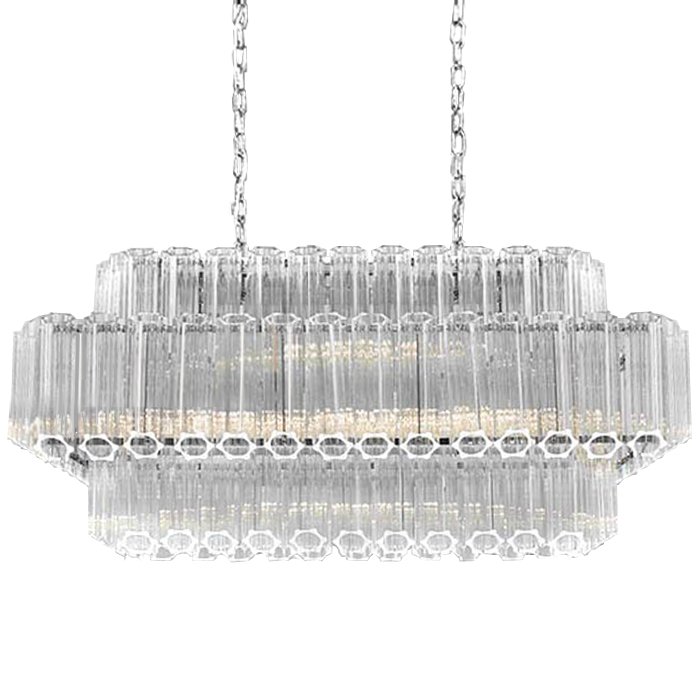 Люстра Chandelier Hexagon Rectangle Прозрачное Стекло Хром Люстра Chandelier Hexagon Rectangle Прозрачное Стекло Хром в Тюмени | Loft Concept