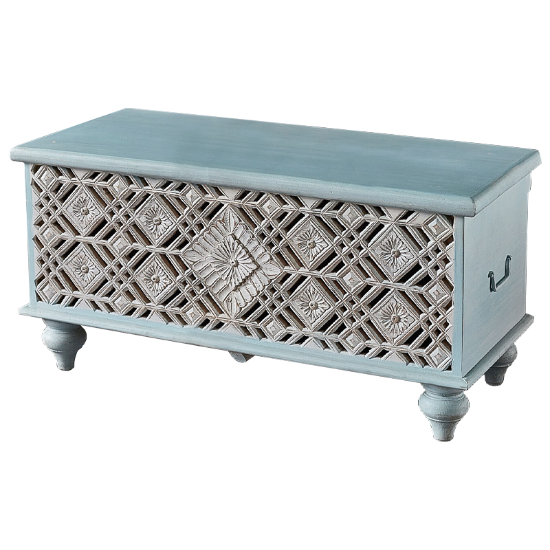 Сундук резной Vimal Carved Wood Chest Голубой Белый Сундук резной Vimal Carved Wood Chest Голубой Белый в Тюмени | Loft Concept