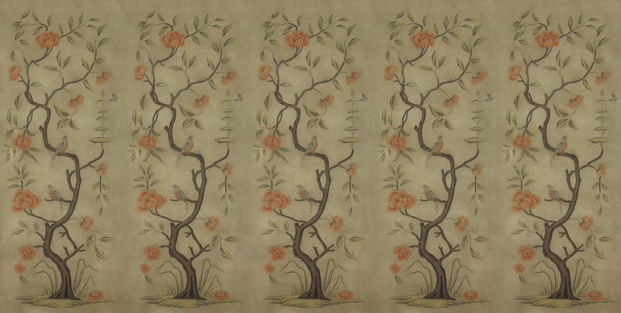Обои ручная роспись Gustavian Tree of Life Special Colourway on brown Williamsburg Обои ручная роспись Gustavian Tree of Life Special Colourway on brown Williamsburg - постер Loft-Concept в Тюмени