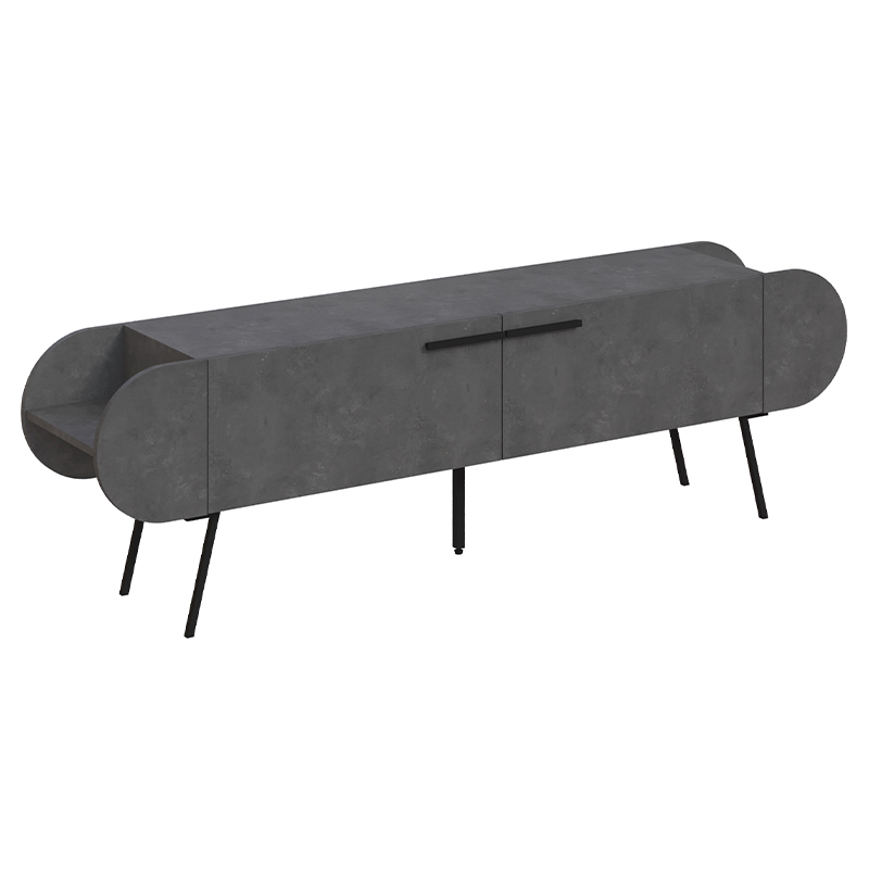 ТВ-тумба серая с 2-мя откидными дверцами и 2-мя открытыми полками CAPSULE TV STAND RETRO GREY Серый Черный ТВ-тумба серая с 2-мя откидными дверцами и 2-мя открытыми полками CAPSULE TV STAND RETRO GREY Серый Черный в Тюмени | Loft Concept
