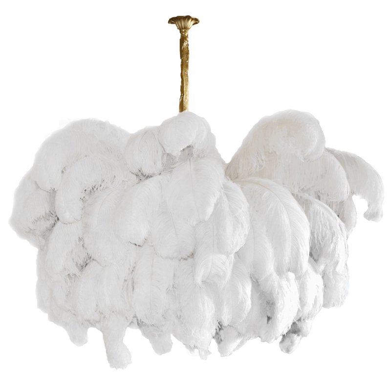 Люстра из страусиных перьев Extra Large Feather Chandelier GRAND TOUR Розовый пастельный Белый Серый Бежевый Латунь Люстра из страусиных перьев Extra Large Feather Chandelier GRAND TOUR Розовый пастельный Белый Серый Бежевый Латунь в Тюмени | Loft Concept