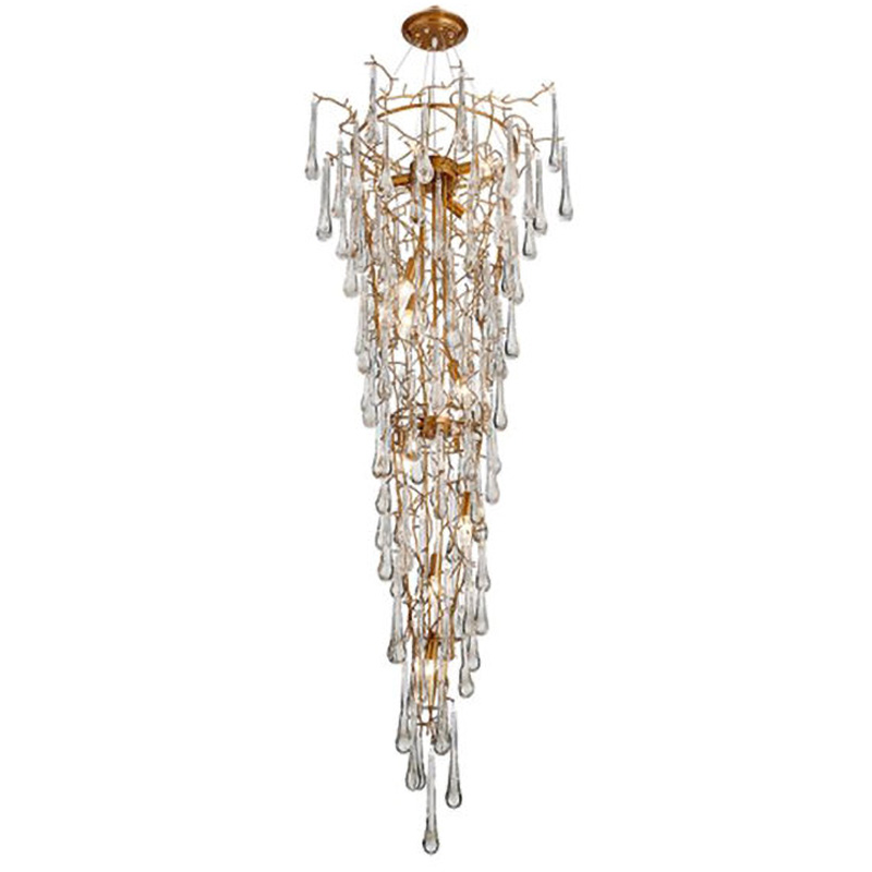 Люстра Waterfall Chandelier Crystal Drops Золотой Прозрачный Люстра Waterfall Chandelier Crystal Drops Золотой Прозрачный в Тюмени | Loft Concept