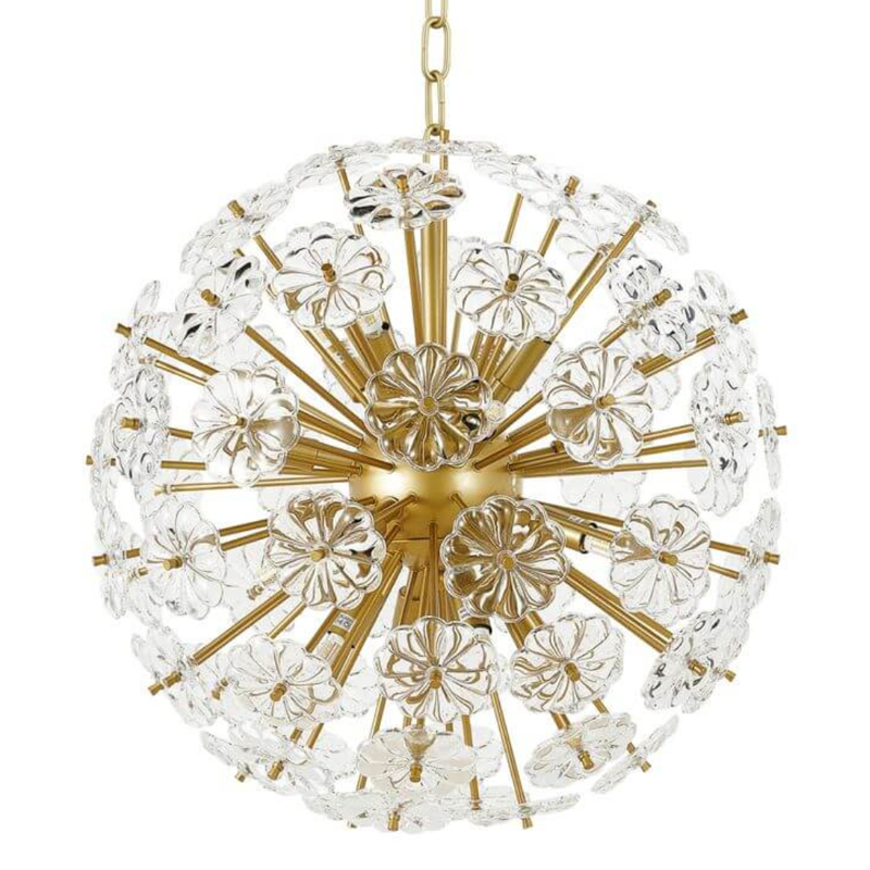 Люстра Glass Flowers Sputnik Chandelier D 48 матовое золото Прозрачное Стекло Люстра Glass Flowers Sputnik Chandelier D 48 матовое золото Прозрачное Стекло в Тюмени | Loft Concept