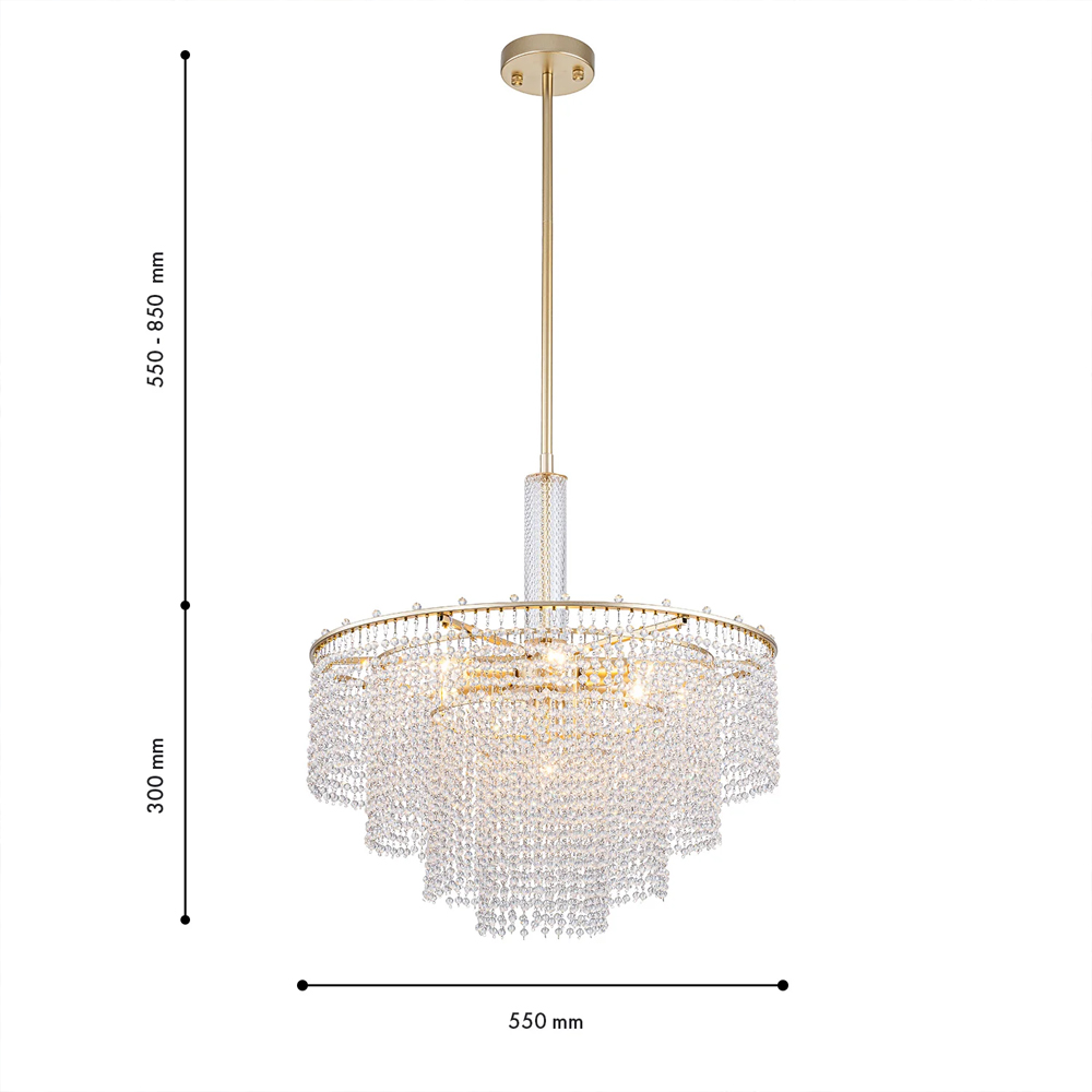 Люстра многоярусная с каскадами кристаллов Crystal Rains в Тюмени