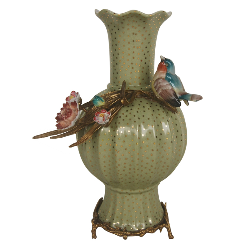Ваза Bird and Gold Dots Vase Бронза Золотой Мульти Ваза Bird and Gold Dots Vase Бронза Золотой Мульти в Тюмени | Loft Concept