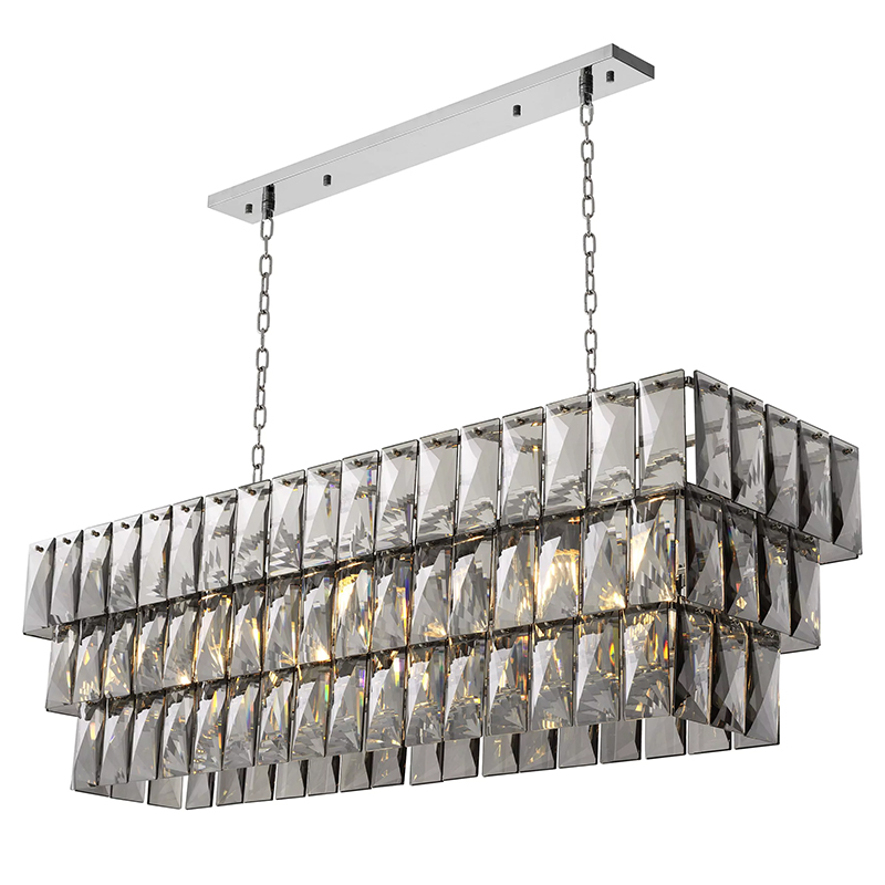 Люстра Eichholtz Chandelier Amazone Rectangular Nickel Никель Стекло Смок Люстра Eichholtz Chandelier Amazone Rectangular Nickel Никель Стекло Смок в Тюмени | Loft Concept