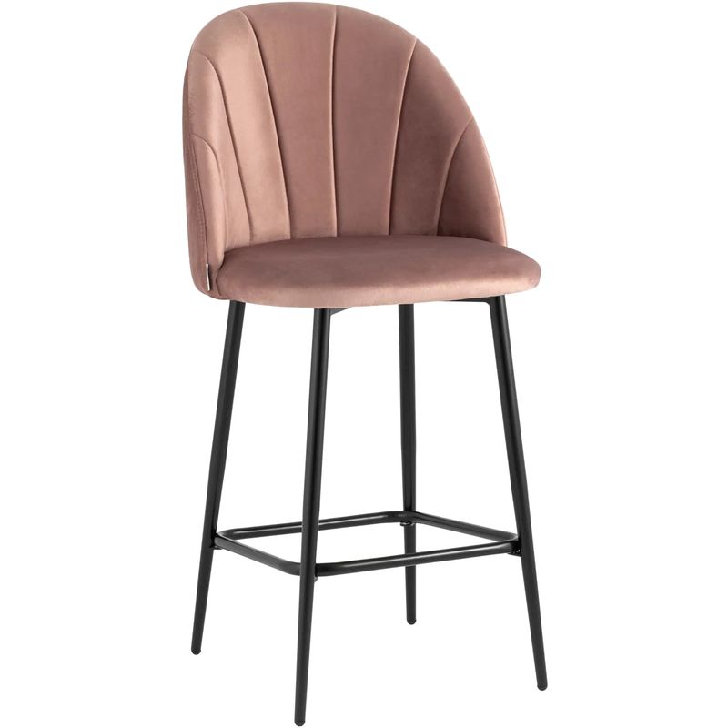 Барный Стул Balsari S Chair Пыльно-Розовый Велюр Розовый пастельный Черный Барный Стул Balsari S Chair Пыльно-Розовый Велюр Розовый пастельный Черный в Тюмени | Loft Concept