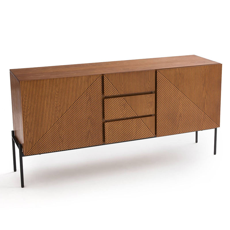 Комод с геометрическим рисунком Anders Chest of drawers с 3-мя ящиками и 2-мя дверцами Темный дуб Комод с геометрическим рисунком Anders Chest of drawers с 3-мя ящиками и 2-мя дверцами Темный дуб в Тюмени | Loft Concept