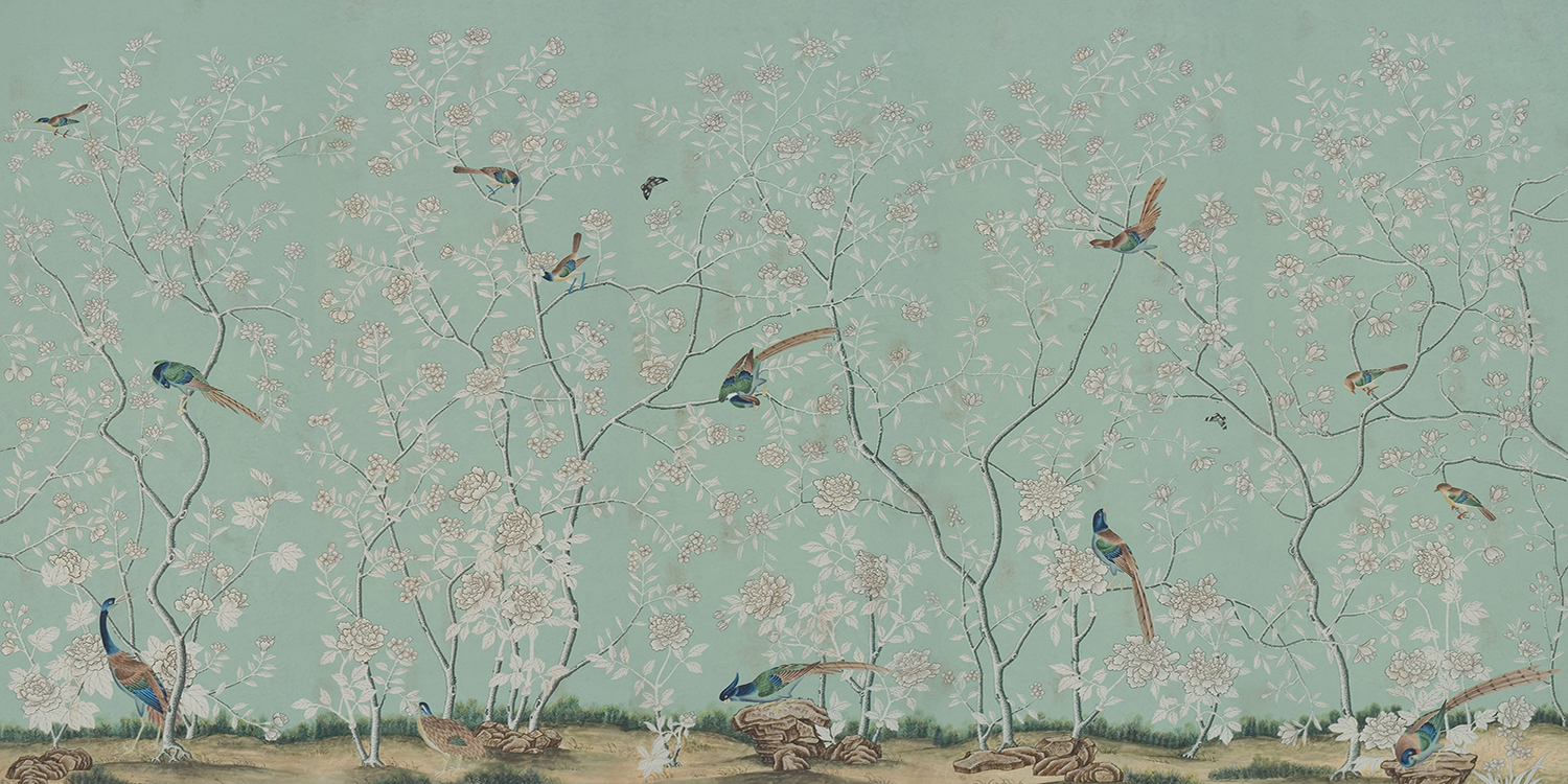 Обои ручная роспись Chatsworth Sung Blue  - фото