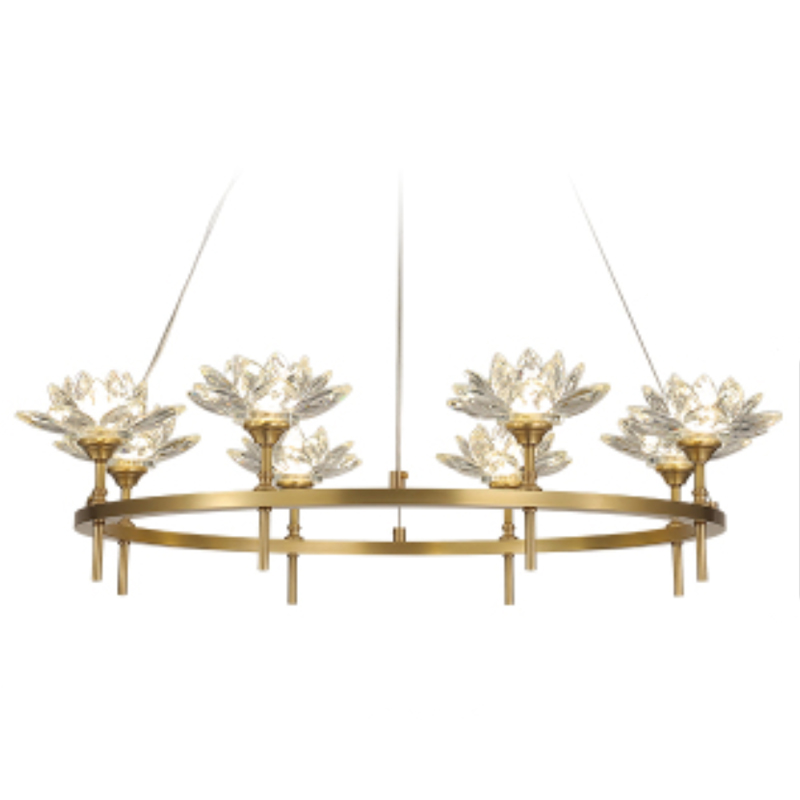 Люстра Хрустальные Цветы Лотоса Lotus flower Clear Glass lamp 8 Латунь Прозрачное Стекло Люстра Хрустальные Цветы Лотоса Lotus flower Clear Glass lamp 8 Латунь Прозрачное Стекло в Тюмени | Loft Concept