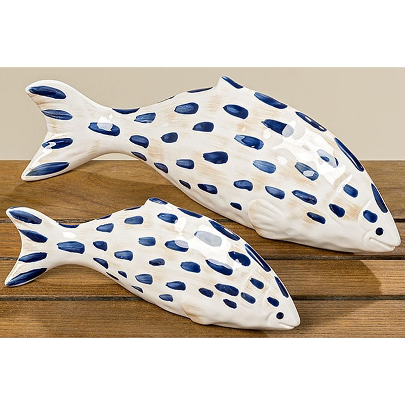 Статуэтка Fish Blue & White Белый Синий Статуэтка Fish Blue & White Белый Синий в Тюмени | Loft Concept