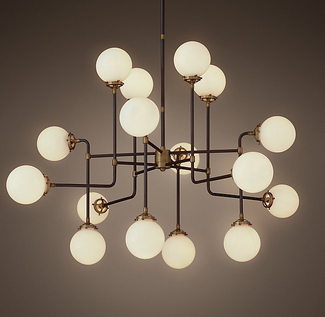 Люстра Bistro Globe Clear Glass Chandelier 16 Milk Черный Люстра Bistro Globe Clear Glass Chandelier 16 Milk Черный в Тюмени | Loft Concept