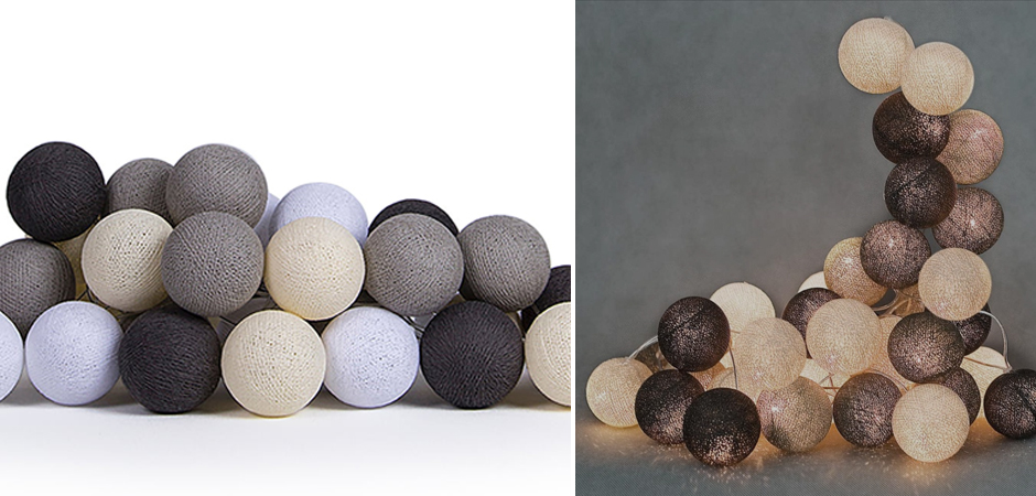 Гирлянда хлопковые фонарики Сotton Ball Taupe - Loft-Concept в Тюмени