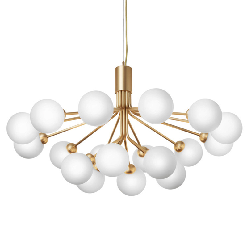 Люстра Berries Chandelier White Balloons Gold 18 Золотой Белое матовое стекло Люстра Berries Chandelier White Balloons Gold 18 Золотой Белое матовое стекло в Тюмени | Loft Concept